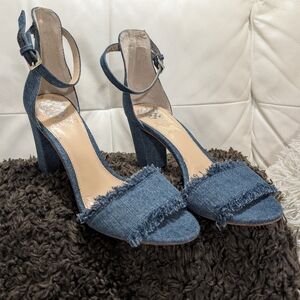 Vince Camuto Blue Denim Block Heel Sandals